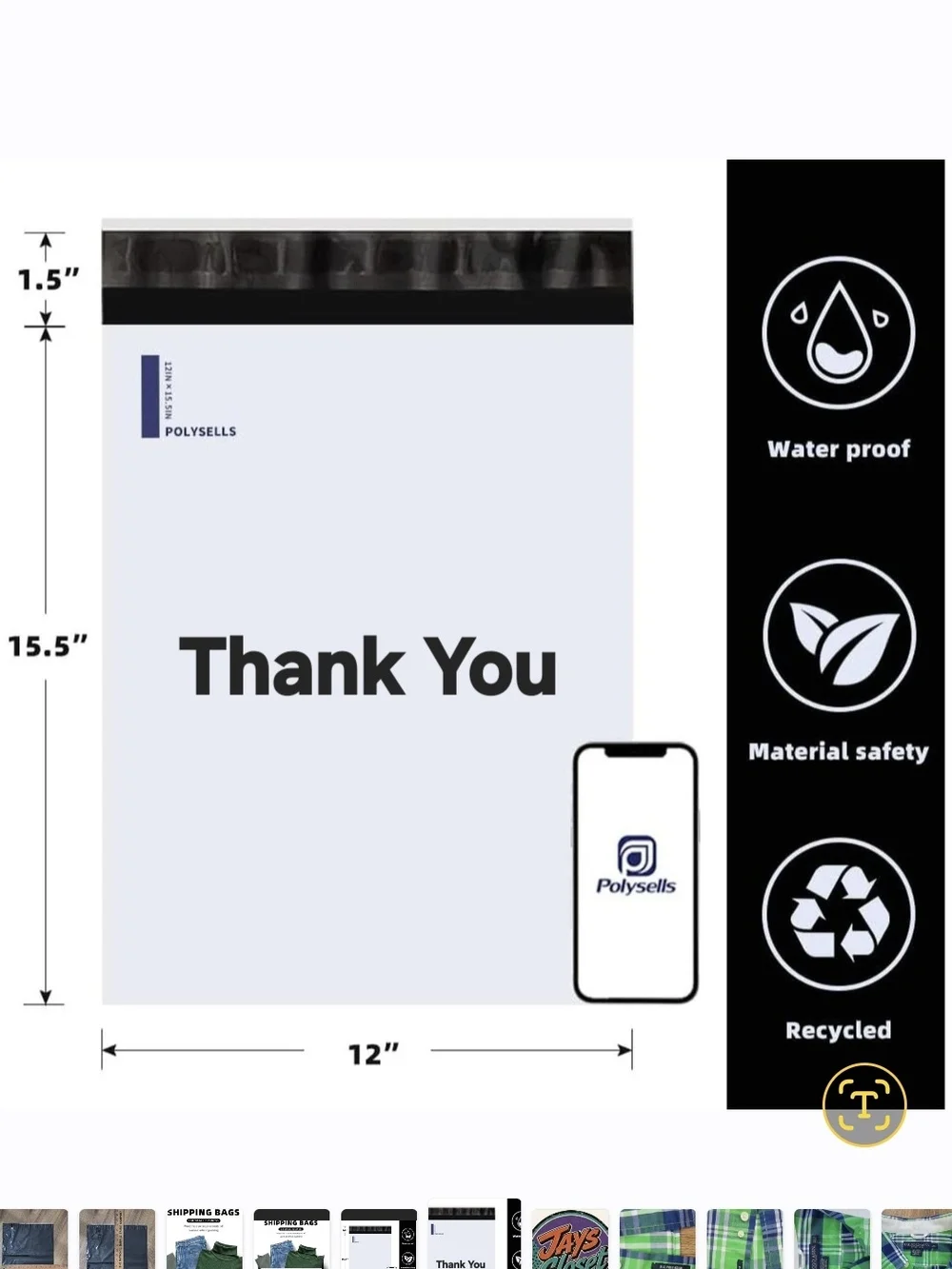 35 Large 10'x13' Self-Seal Poly Mailer Bags with Black Trim - Multipack